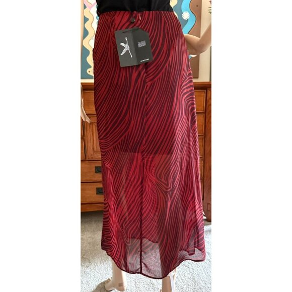 The Fifth Label Region Skirt Size 4 Red Zebra Print Hi Low Twist Front Midi NWT - Picture 4 of 13